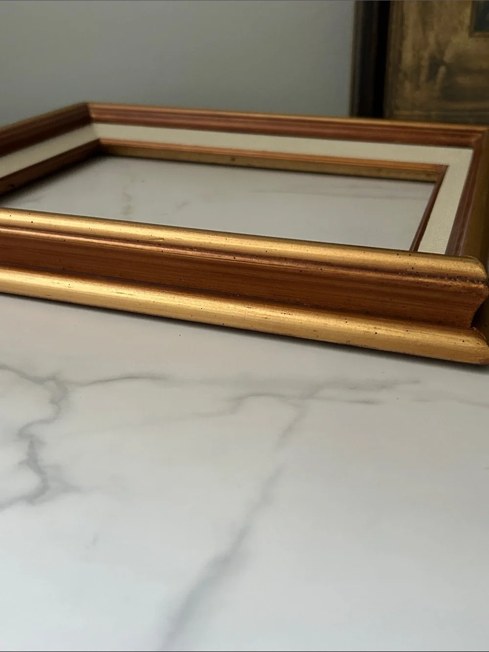 Vintage Gold and Cream Wall Mirror Frame with Copper Accents